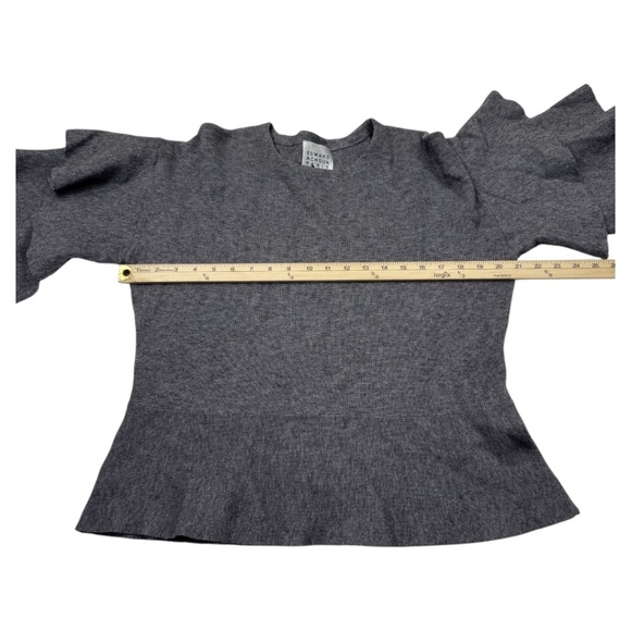 Edward Achour Paris Designer Grey Bell Ruffle Sleeve Sweater - Picture 8 of 10